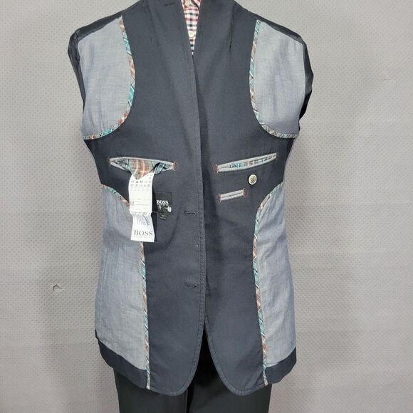 Hugo Boss Morell5-W Men's Sport Coat Blazer Two Button Cotton Navy Birds Eye 44R - Picture 14 of 16